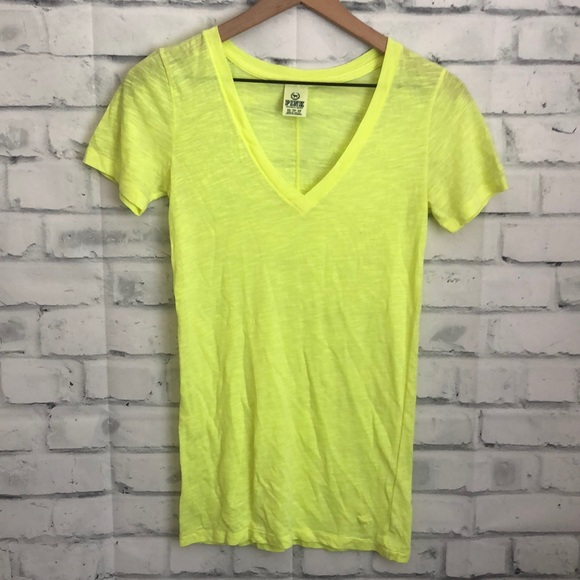 PINK Victoria's Secret Tops - PINK neon yellow tee
